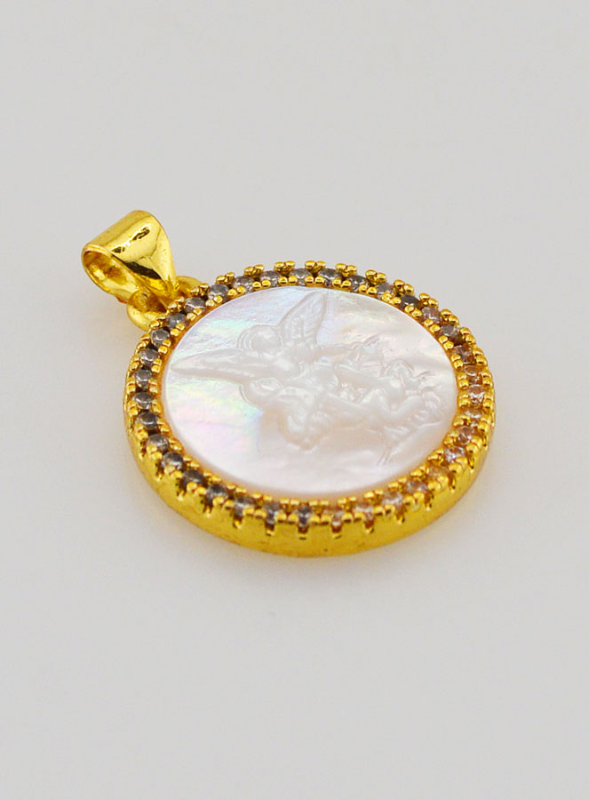 Pendentif en Nacre Saint Michel - 22mm (pic 3)