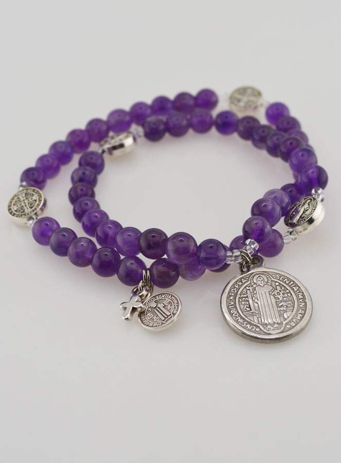 Bracelet Chapelet en Améthyste 6mm - St Benoît (pic 2)