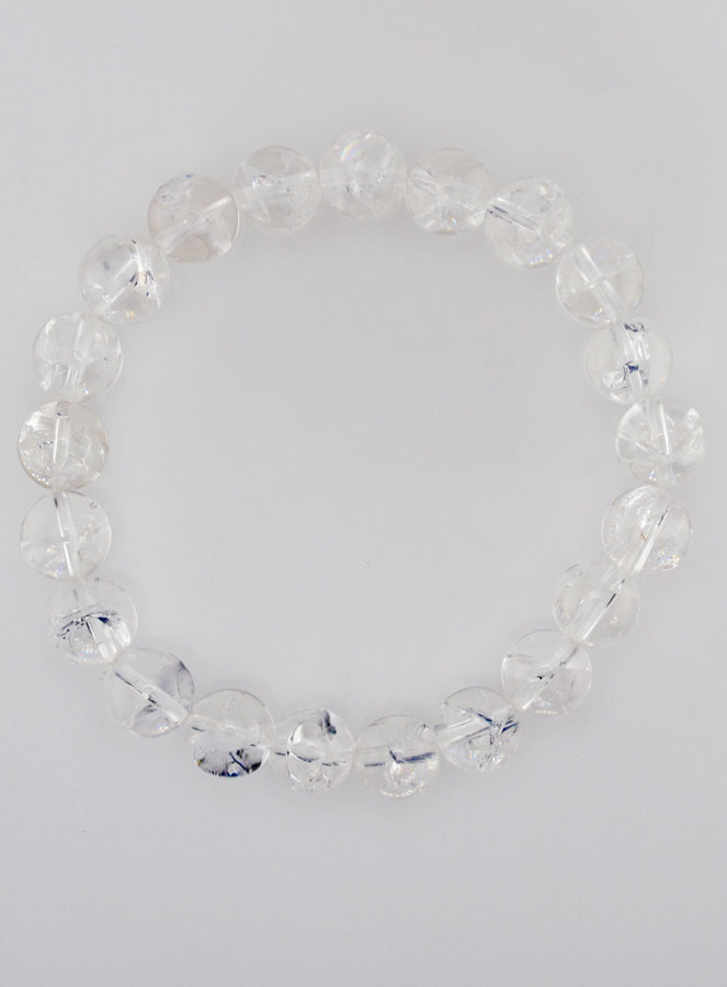 Bracelet en Pierre de Cristal de Roche Rainbow - 10mm (pic 1)
