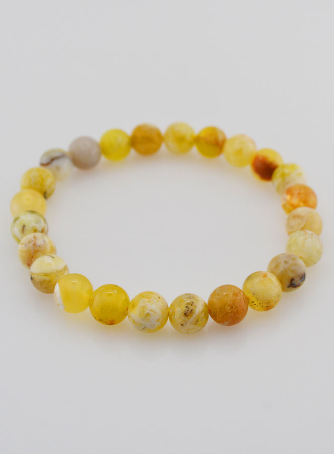 Bracelet en Pierre Naturelle d'Opale Jaune - 8mm (pic 2)