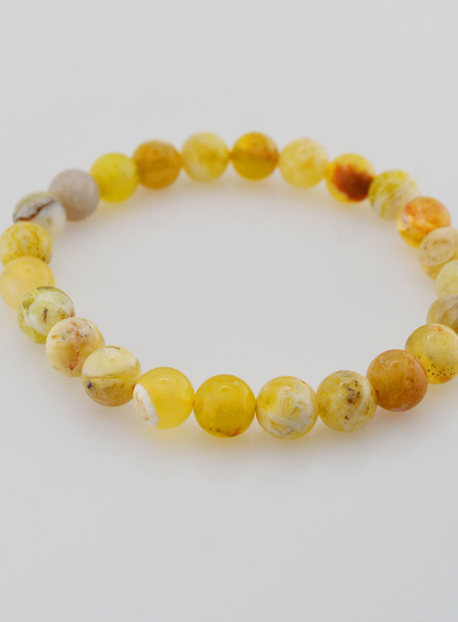 Bracelet en Pierre Naturelle d'Opale Jaune - 8mm (pic 3)