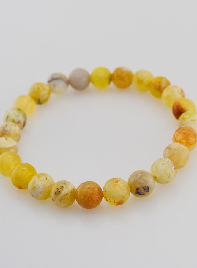 Bracelet en Pierre Naturelle d'Opale Jaune - 8mm (pic 4)