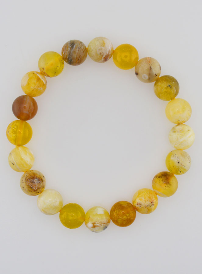 Bracelet en Pierre Naturelle d'Opale Jaune - 10mm (pic 1)