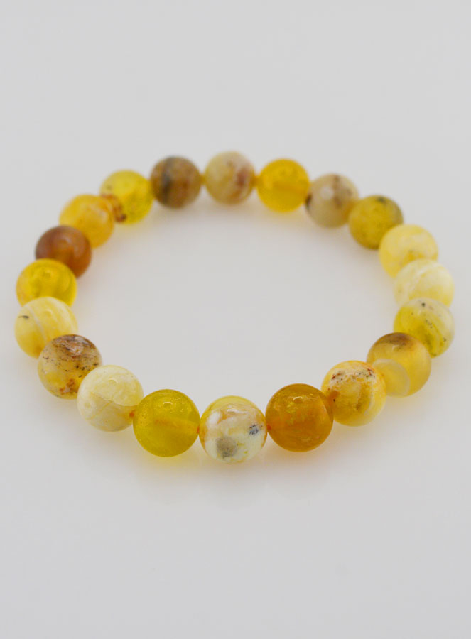 Bracelet en Pierre Naturelle d'Opale Jaune - 10mm (pic 2)