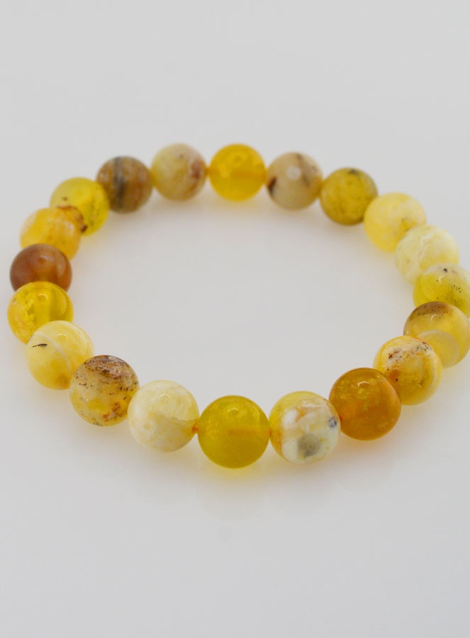 Bracelet en Pierre Naturelle d'Opale Jaune - 10mm (pic 3)