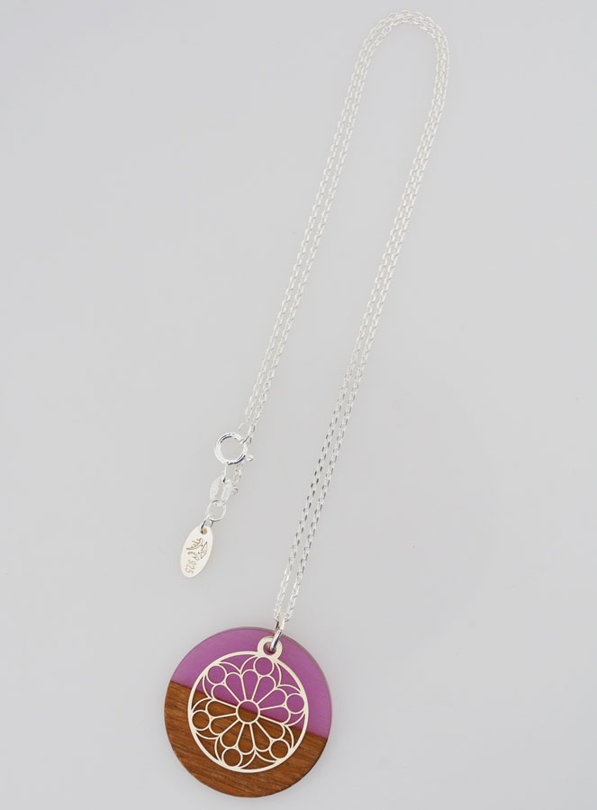 Collier Religieux en Argent - Pendentif Bois Résine & Vitrail (pic 2)