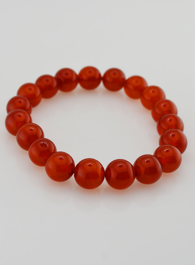 Bracelet en Pierre Naturelle d'Agate Rouge - 10mm (pic 3)