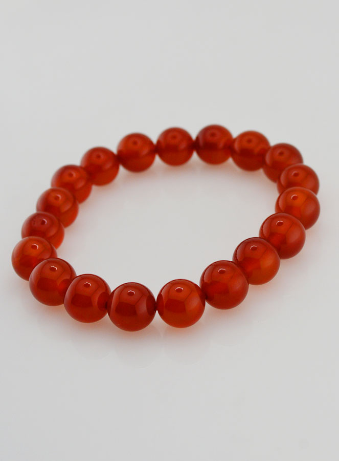 Bracelet en Pierre Naturelle d'Agate Rouge - 10mm (pic 4)