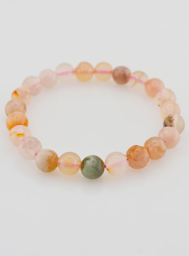 Bracelet en Pierre Naturelle d'Agate Fleur de Cerisier - 8mm (pic 2)