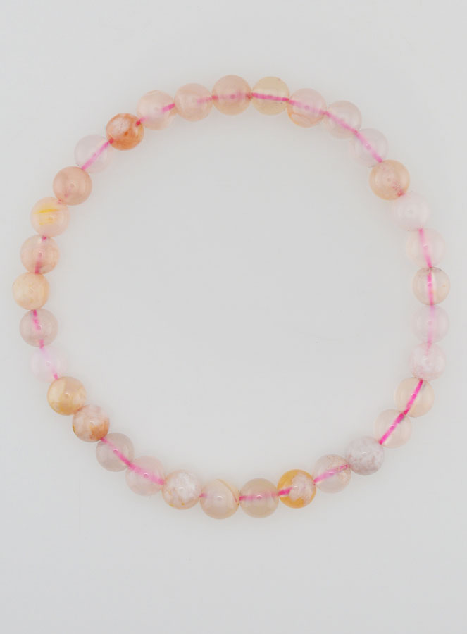 Bracelet en Pierre Naturelle d'Agate Fleur de Cerisier - 6mm (pic 1)