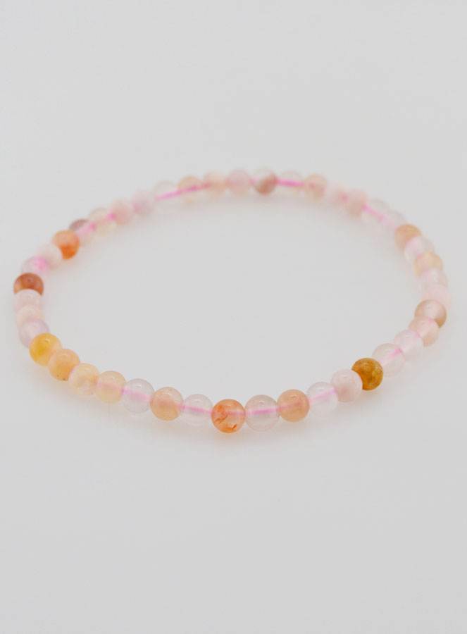Bracelet en Pierre Naturelle d'Agate Fleur de Cerisier - 4mm (pic 2)