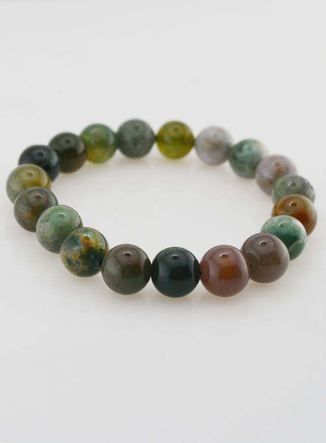 Bracelet en Pierre Naturelle d'Agate Indienne - 10mm (pic 3)
