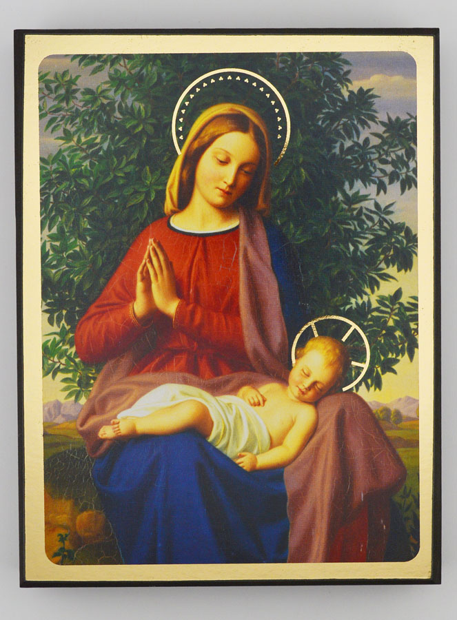 Icône Religieuse Vierge en Contemplation - 14cm (pic 1)