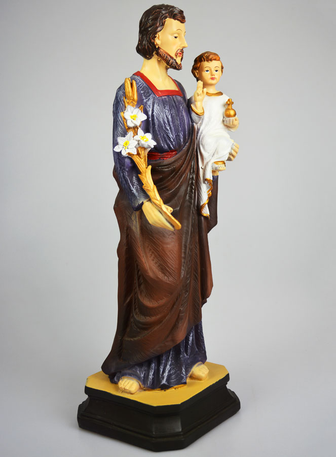 Statue Religieuse Saint Joseph à l'Enfant et au Lys - 40cm (pic 2)