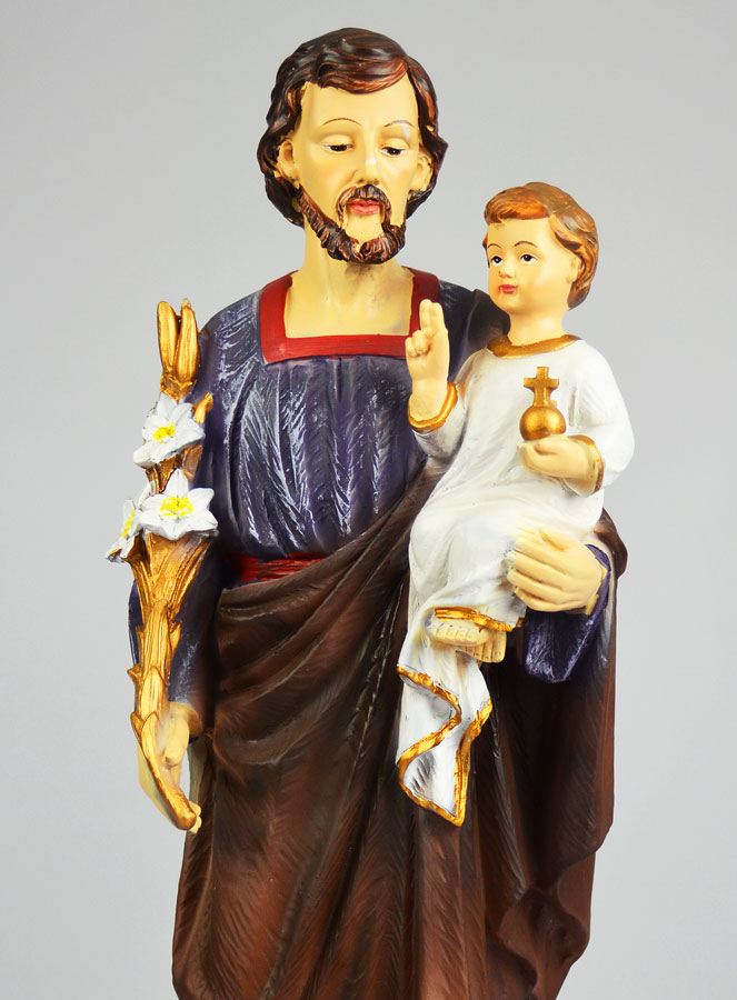 Statue Religieuse Saint Joseph à l'Enfant et au Lys - 40cm (pic 3)