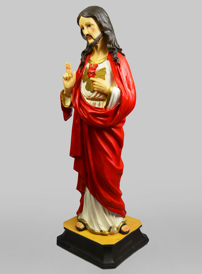 Grande Statue du Sacré Coeur de Jésus - 80cm (pic 2)
