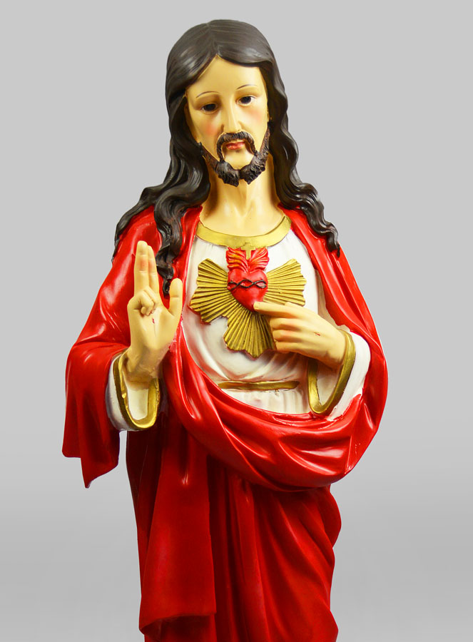 Grande Statue du Sacré Coeur de Jésus - 80cm (pic 3)