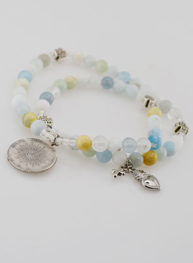 Bracelet Chapelet Aigue Marine 6mm - Sainte Face (pic 3)