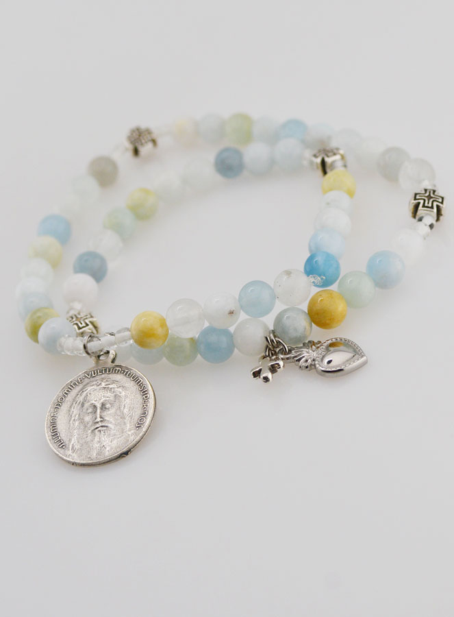 Bracelet Chapelet Aigue Marine 6mm - Sainte Face (pic 4)