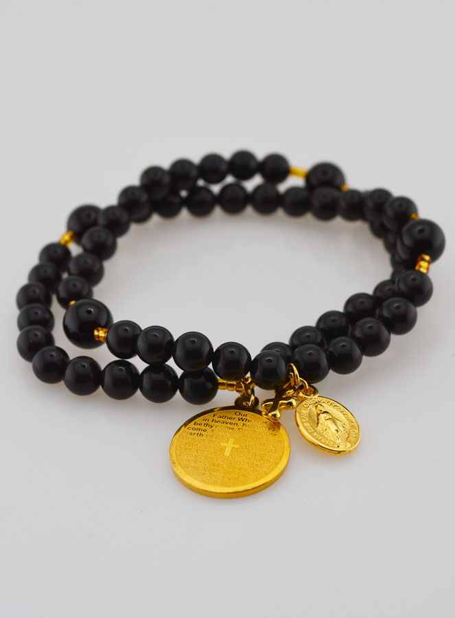 Bracelet Chapelet en Pierres Naturelles d'Agate & Notre Père (pic 2)