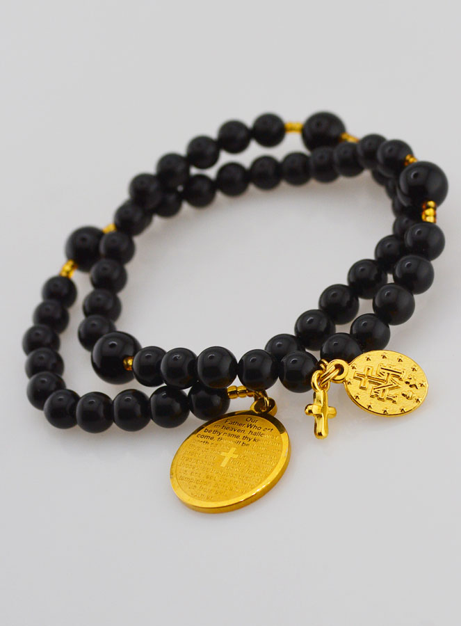 Bracelet Chapelet en Pierres Naturelles d'Agate & Notre Père (pic 4)