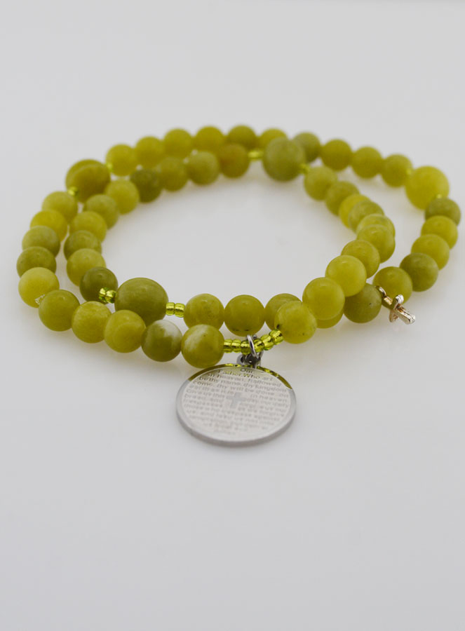 Bracelet Chapelet en Pierre de Jade Vert - Notre Père (pic 2)
