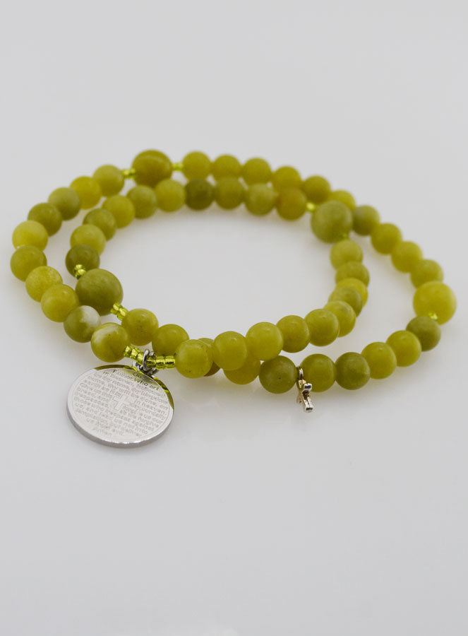 Bracelet Chapelet en Pierre de Jade Vert - Notre Père (pic 3)