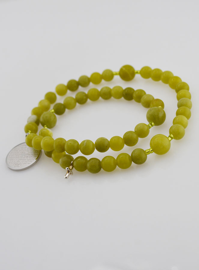 Bracelet Chapelet en Pierre de Jade Vert - Notre Père (pic 4)