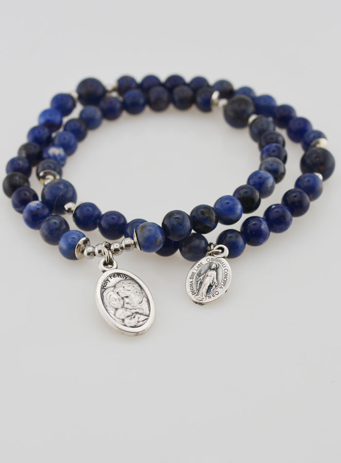 Chapelet en Pierres de Sodalite - Saint Joseph & Miraculeuse (pic 2)