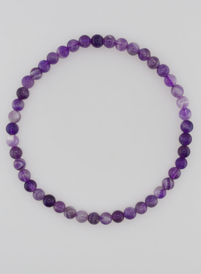 Bracelet en Pierre Naturelle d'Améthyste Rubanée - 4mm (pic 1)