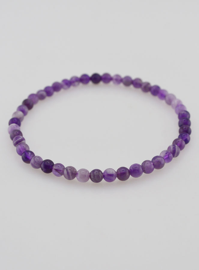 Bracelet en Pierre Naturelle d'Améthyste Rubanée - 4mm (pic 2)
