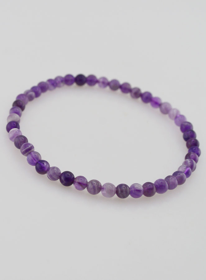 Bracelet en Pierre Naturelle d'Améthyste Rubanée - 4mm (pic 3)