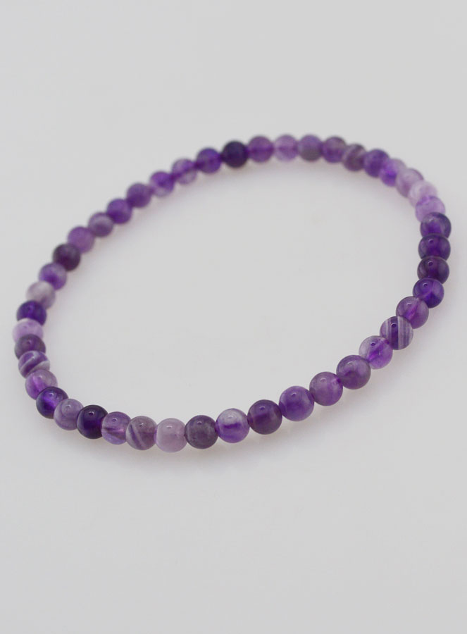 Bracelet en Pierre Naturelle d'Améthyste Rubanée - 4mm (pic 4)