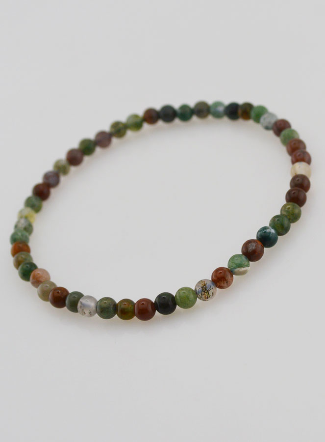 Bracelet en Pierre Naturelle d'Agate Indienne - 4mm (pic 4)