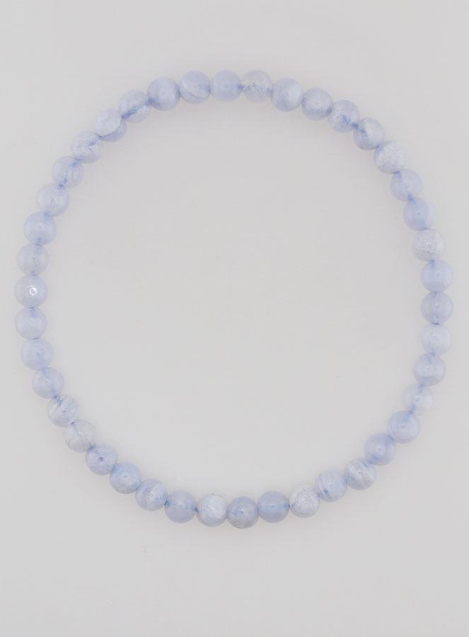 Bracelet en Pierre de Calcédoine Bleue Rubanée - 4mm (pic 1)
