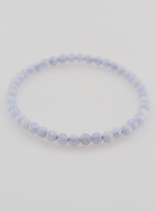 Bracelet en Pierre de Calcédoine Bleue Rubanée - 4mm (pic 2)
