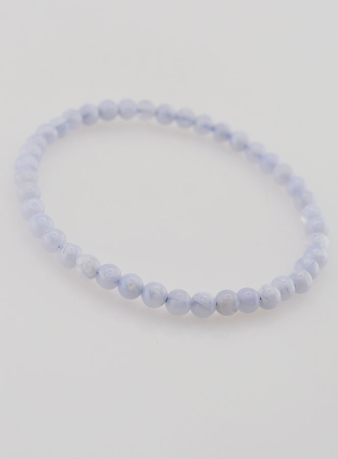 Bracelet en Pierre de Calcédoine Bleue Rubanée - 4mm (pic 3)