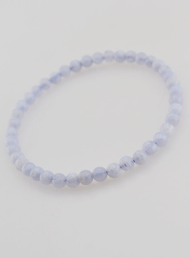 Bracelet en Pierre de Calcédoine Bleue Rubanée - 4mm (pic 4)
