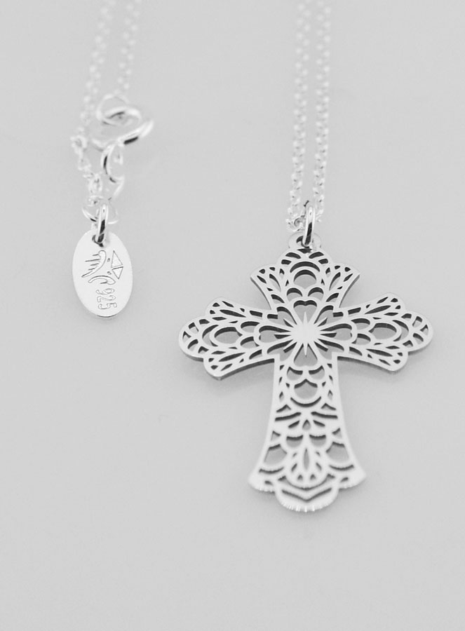 Collier Religieux & Croix Vitrail - Argent 925/1000 (pic 3)