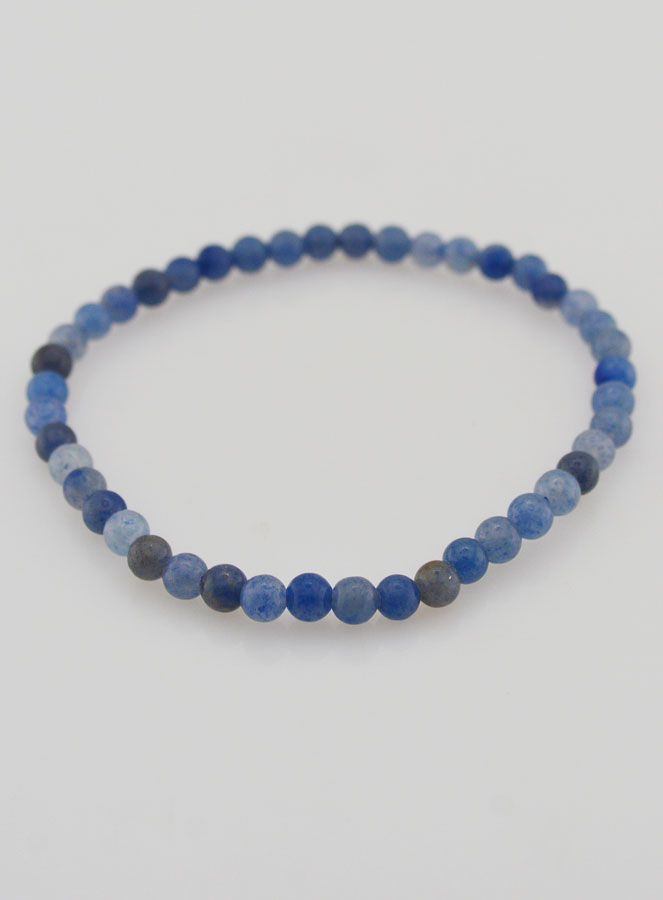 Bracelet en Pierre Naturelle d'Aventurine Bleue - 4mm (pic 2)