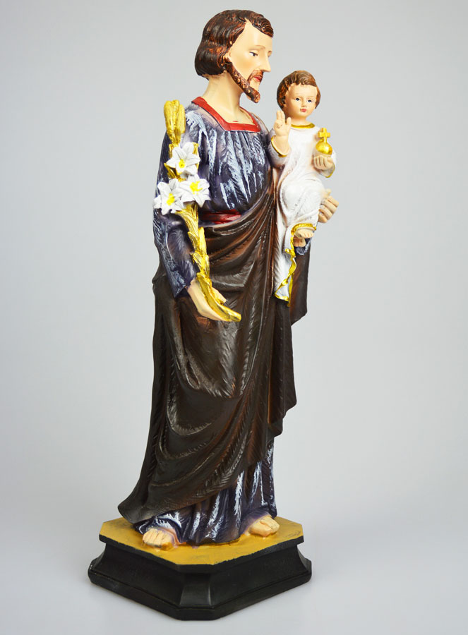 Statue Religieuse de Saint Joseph au Lys - 30cm (pic 2)
