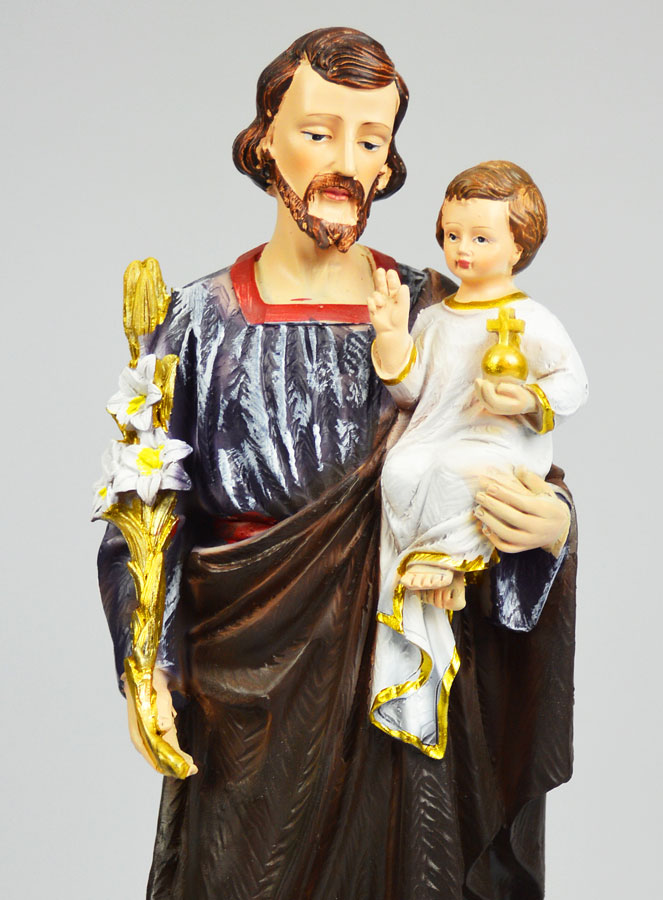 Statue Religieuse de Saint Joseph au Lys - 30cm (pic 3)