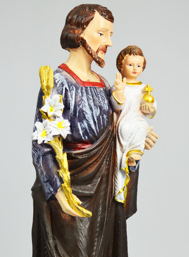 Statue Religieuse de Saint Joseph au Lys - 30cm (pic 4)