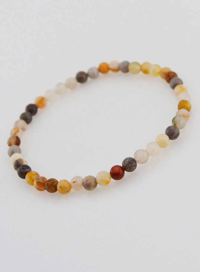 Bracelet en Pierre d'Agate Plume - 4mm (pic 4)