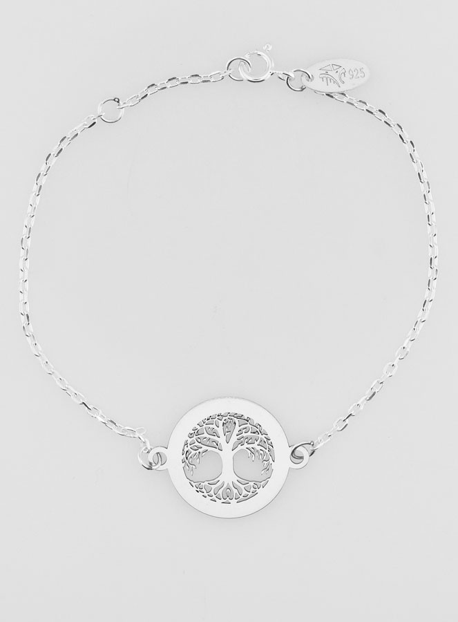 Bracelet en Argent Massif Arbre de Vie Racine - 17cm (pic 1)