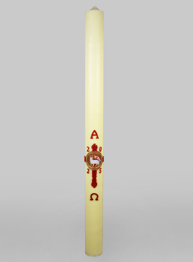 Grand Cierge Pascal Croix Agneau & Blason - 1m10 (pic 1)
