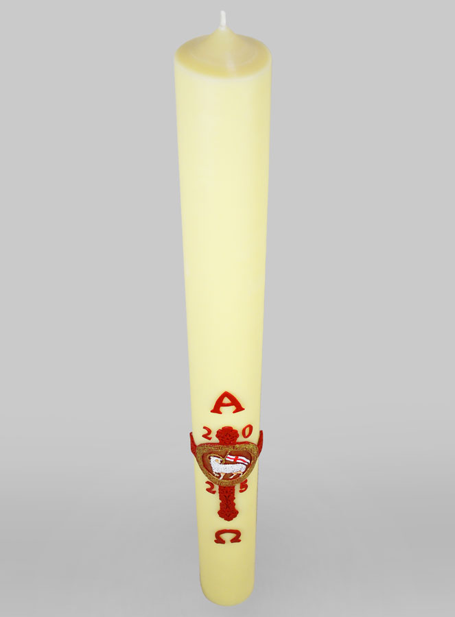 Grand Cierge Pascal Croix Agneau & Blason - 90cm (pic 2)