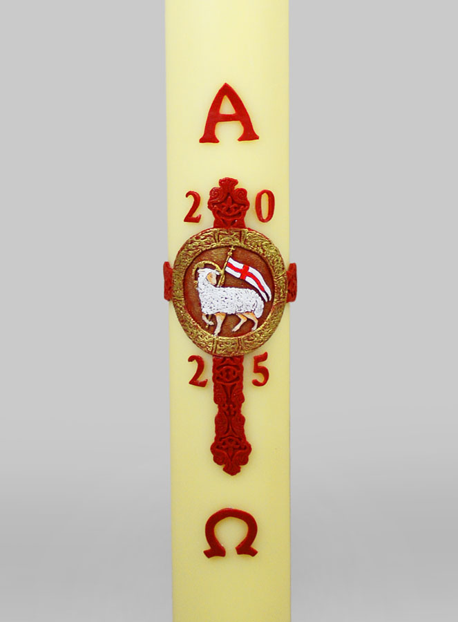 Grand Cierge Pascal Croix Agneau & Blason - 90cm (pic 3)