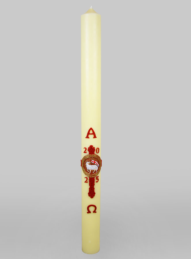 Cierge Pascal Croix Agneau & Blason - 88cm (pic 1)