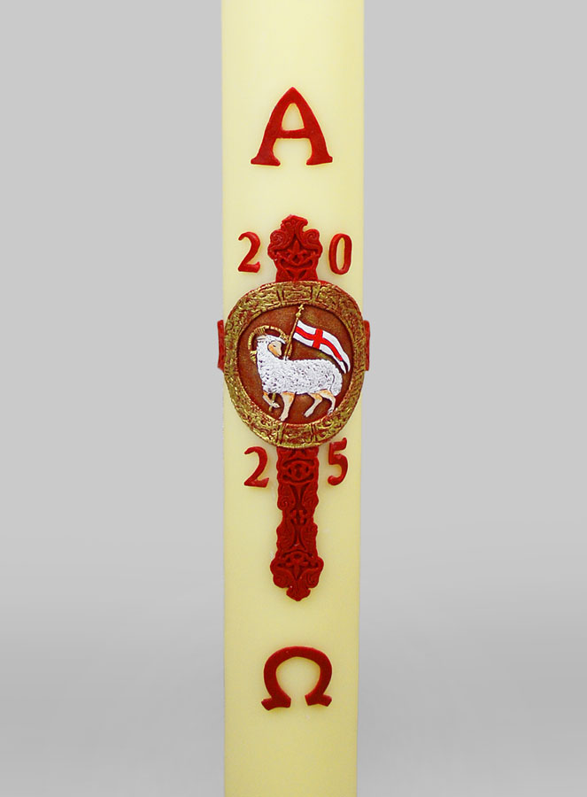 Cierge Pascal Croix Agneau & Blason - 88cm (pic 3)